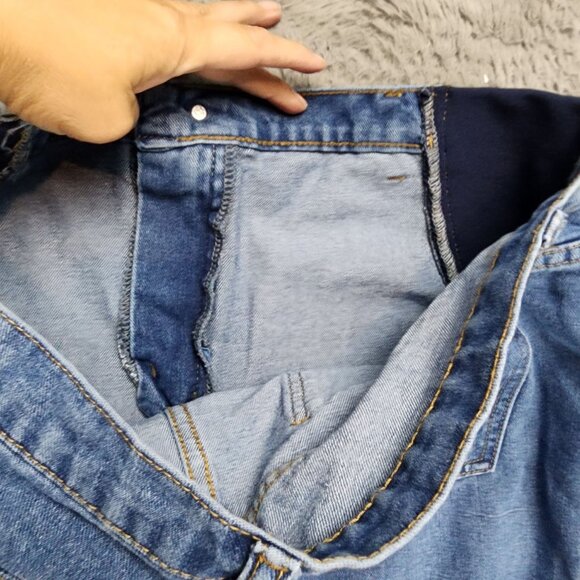 Maternity Jeans Womens Large Medium Wash Stretch High Rise Crop - Picture 9 of 13